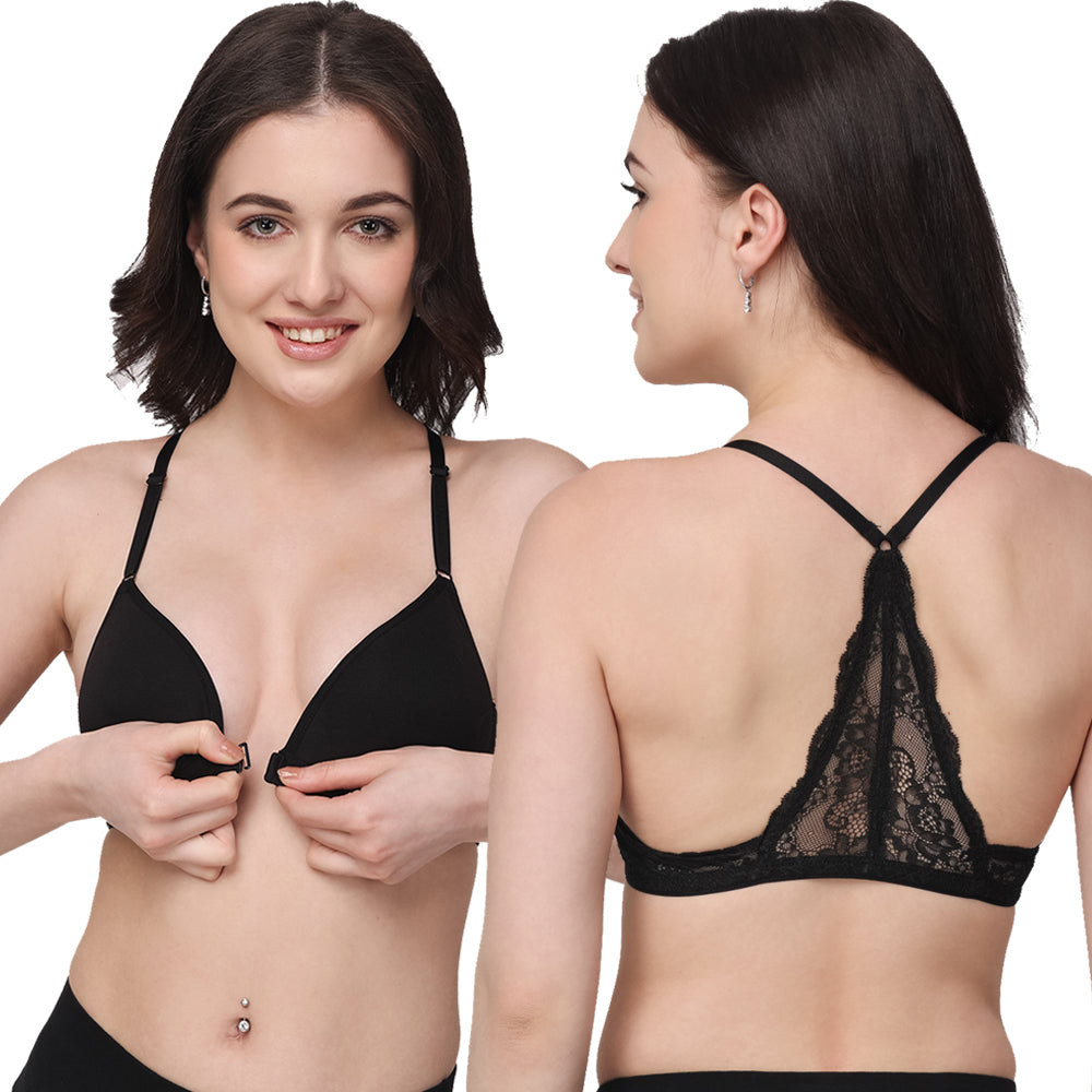 Women's Front-Open Bra | Lightly Padded | Non-Wired | Medium Coverage | T3037