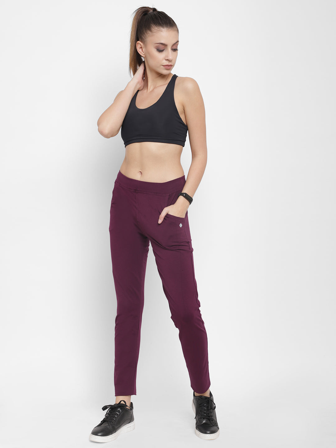 Floret Slim Fit Track Pants | Cotton/Elastane | Ankle Length | Mid-Rise | Rapid-Dry P-20023