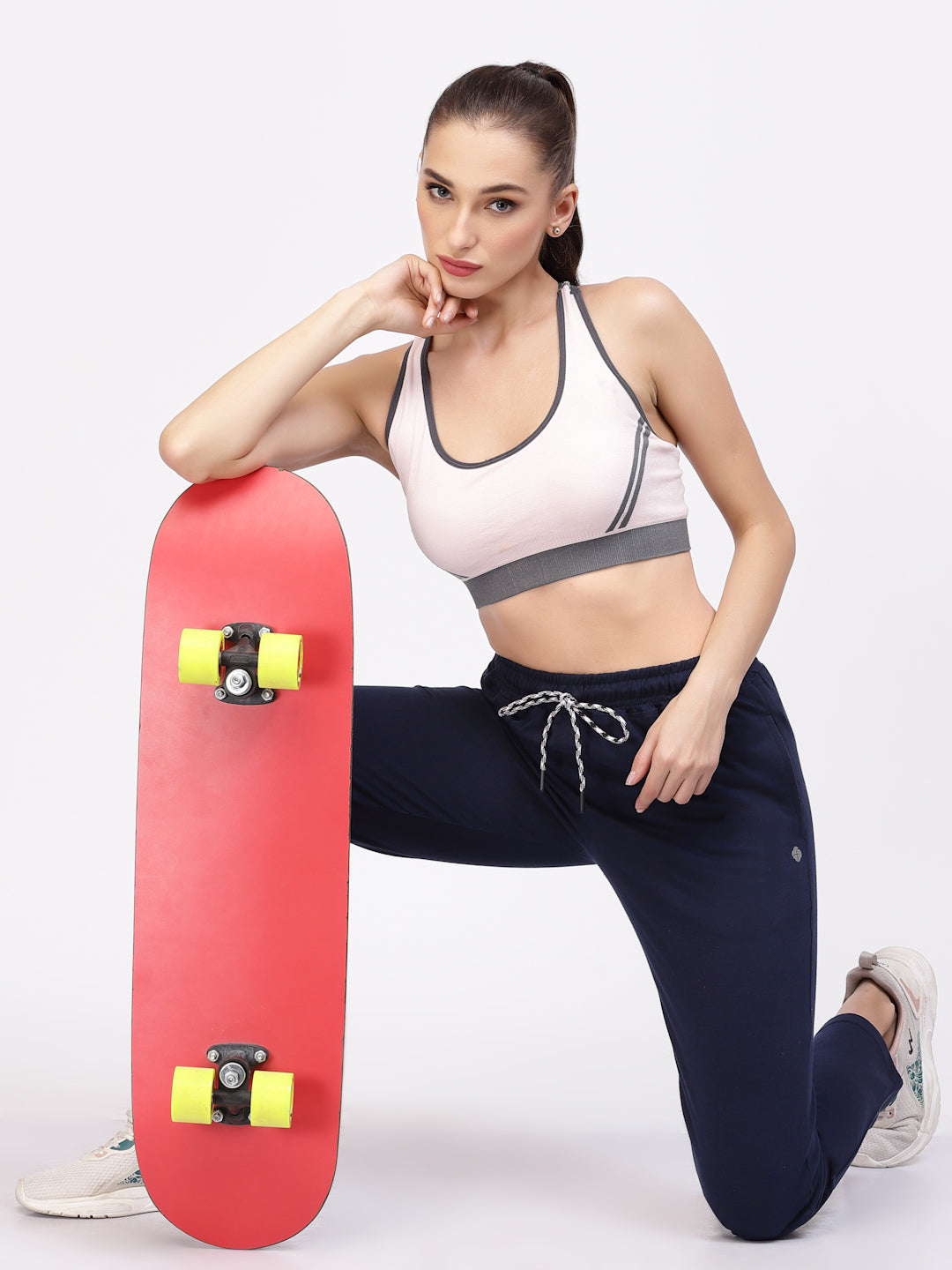 Floret Track Pants | Cotton | Ankle Length | Mid-Rise | Straight P-20004