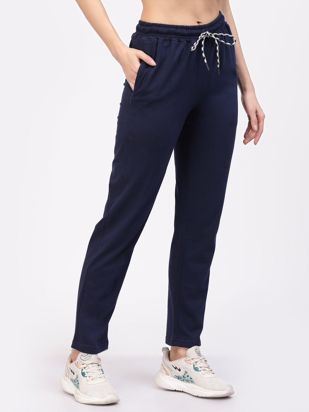 Floret Track Pants | Cotton | Ankle Length | Mid-Rise | Straight P-20004