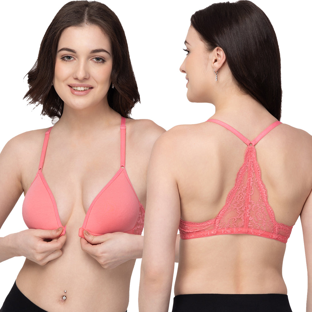 Women's Front-Open Bra | Lightly Padded | Non-Wired | Medium Coverage | T3037