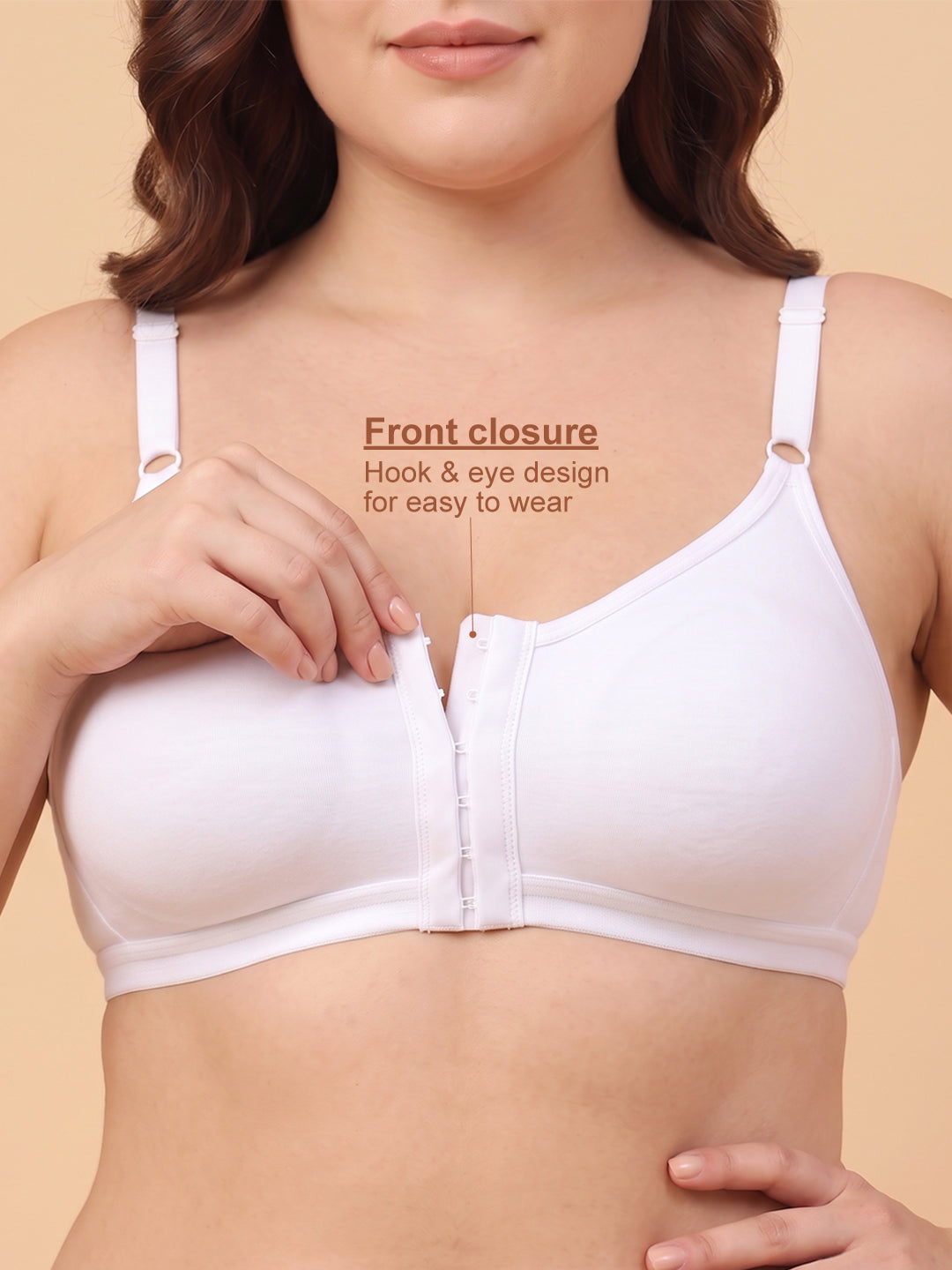 T3116 Floret Front Closure Seamless Full Coverage Non Padded Non-Wired Everyday Bra