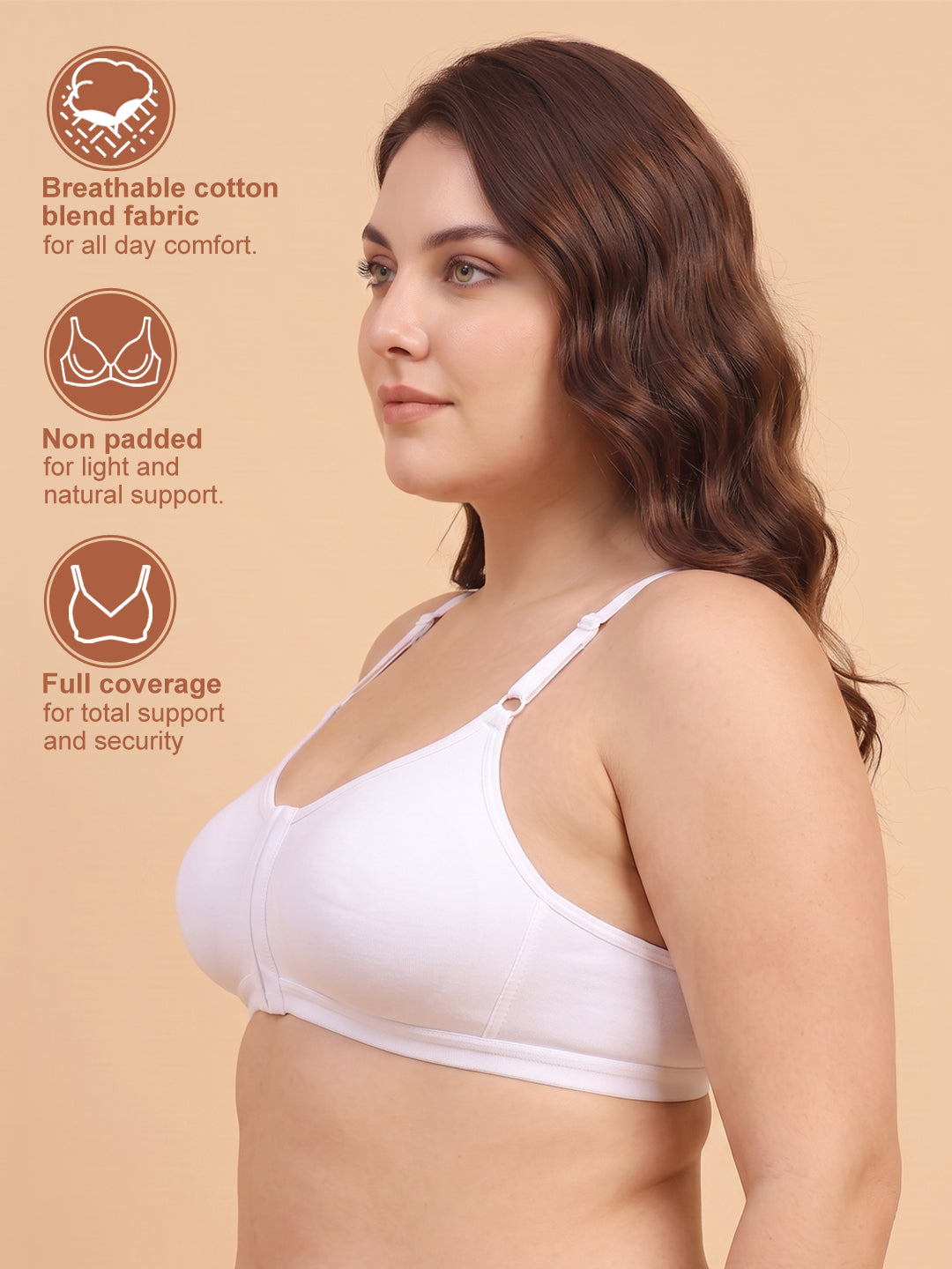 T3116 Floret Front Closure Seamless Full Coverage Non Padded Non-Wired Everyday Bra