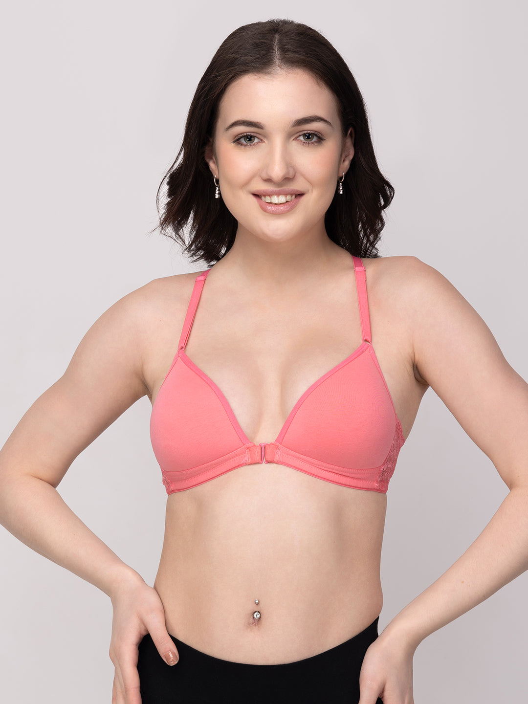 Women's Front-Open Bra | Lightly Padded | Non-Wired | Medium Coverage | T3037