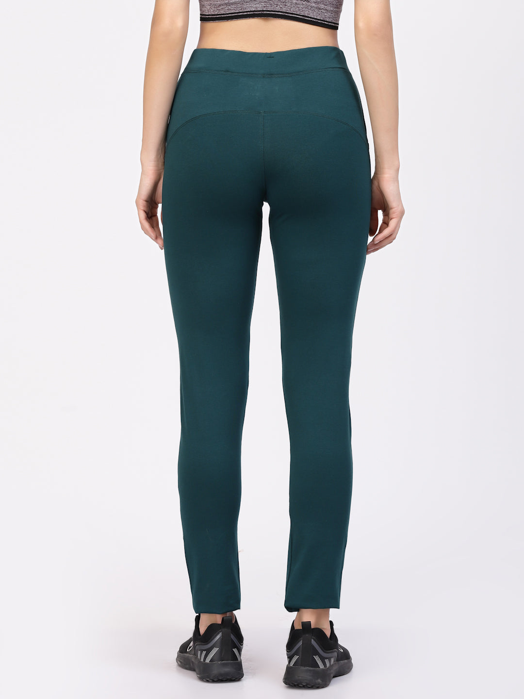 Floret Slim Fit Track Pants Cotton Elastane Ankle Length Mid Ris