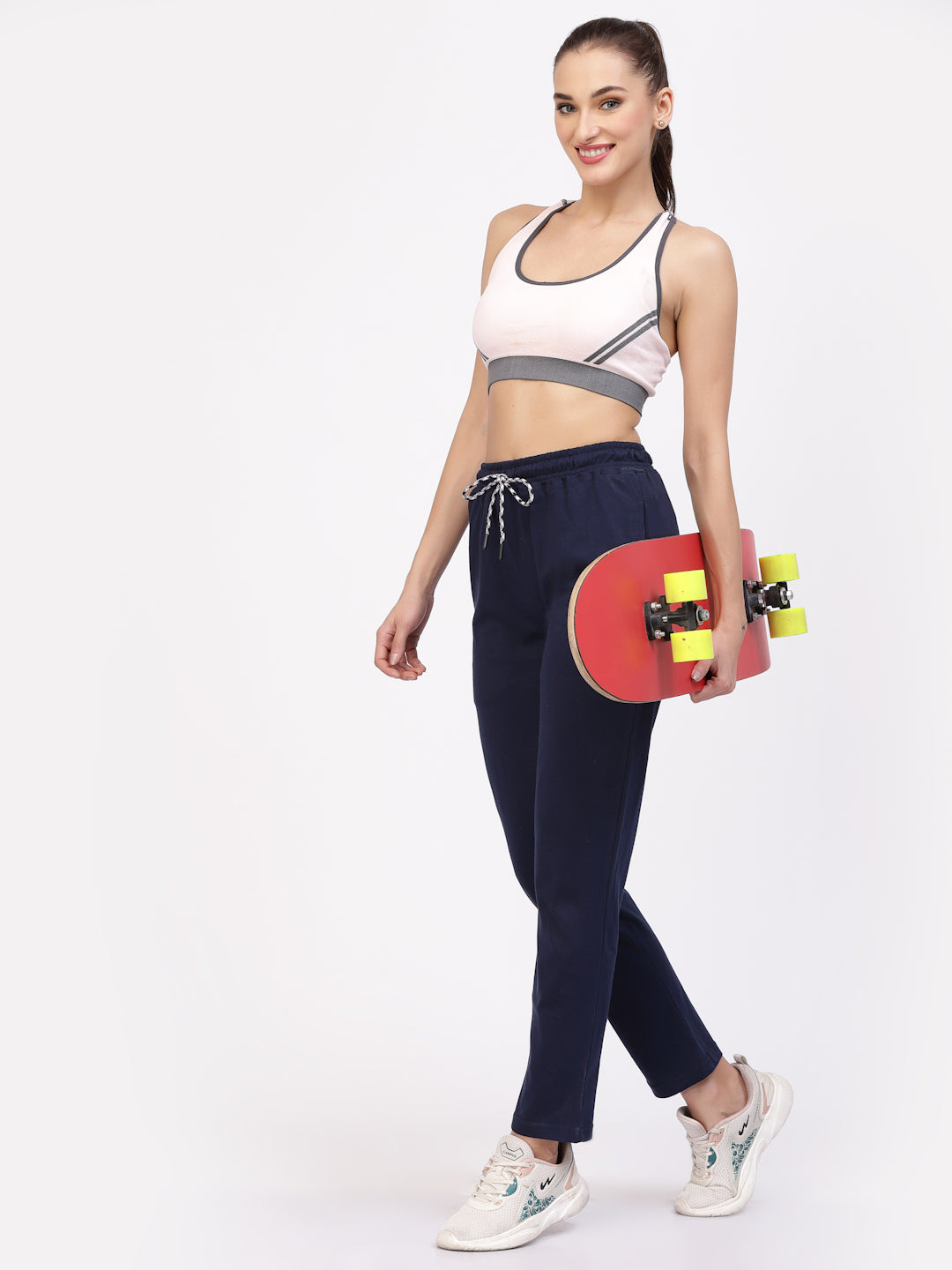 Floret Track Pants | Cotton | Ankle Length | Mid-Rise | Straight P-20004