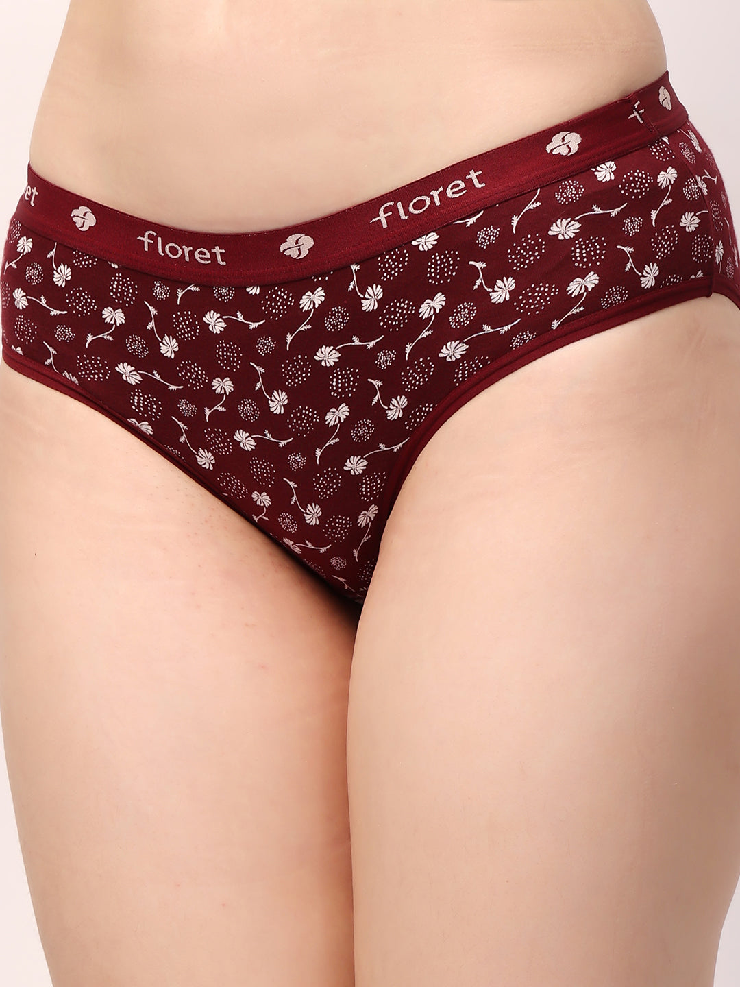 Floret Basic Floral Bliss: Mid-Rise Cotton Briefs (Pack of 3) - Classic 8920