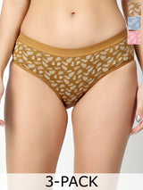 Pack of 3 Floral Printed Hipster Briefs - 8225