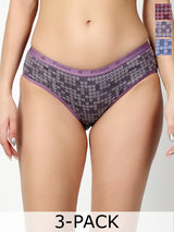 Chic Blooms Pack of 3 Floral Hipster Briefs - 9220