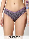 Chic Blooms Pack of 3 Floral Hipster Briefs - 9220