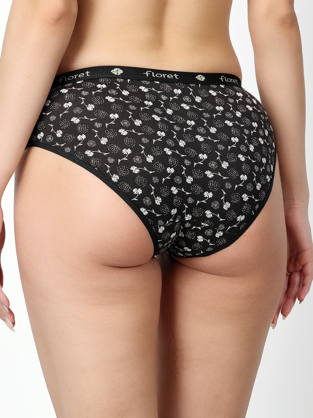 Floret Basic Floral Bliss: Mid-Rise Cotton Briefs (Pack of 3) - Classic 8920