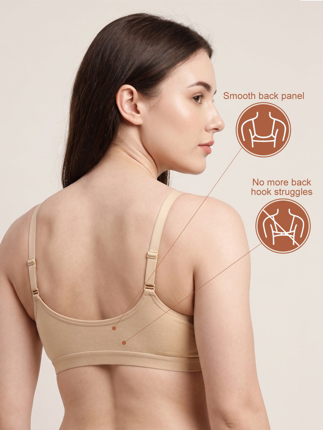 T3116 Floret Front Closure Seamless Full Coverage Non Padded Non-Wired Everyday Bra