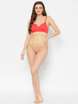 Women's Low Back Multiway-Straps Bra | Lightly Padded | Medium Coverage | Push-Up -T3038