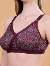 CROSSFIT PRINT Ivory Cotton Bra | Full Coverage | Non-Wired | Non-Padded Bra